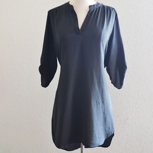 Dark Gray Cuffed Tunic Blouse Size Large